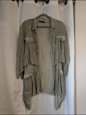 Nicholas K Washed Olive Utility Drape Jacket